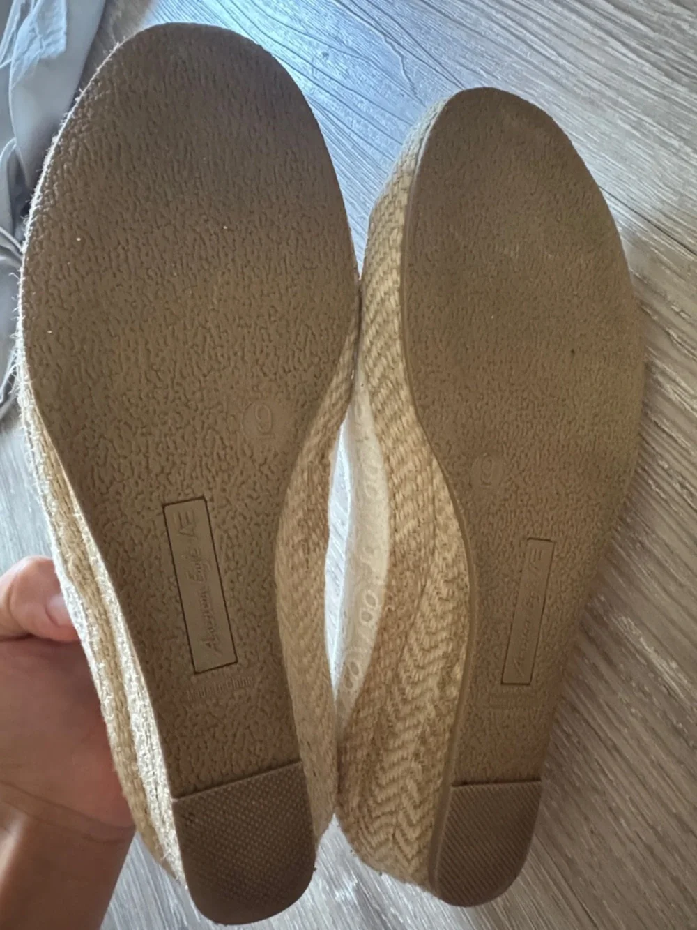 American Eagle Outfitters Cream Lace Espadrille Flats with Embroidered Upper